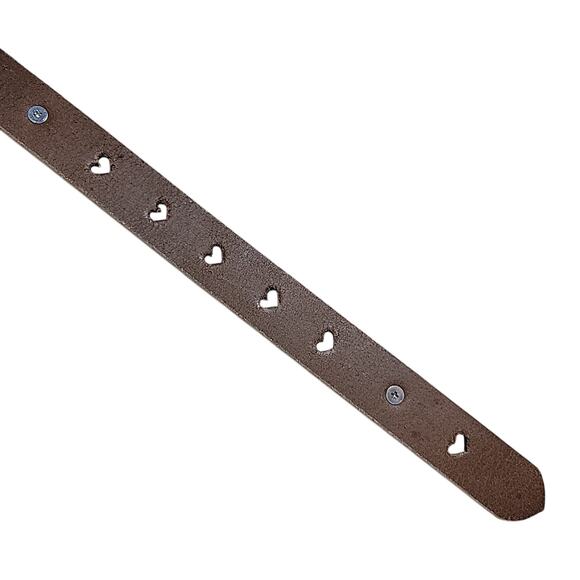 Lucky Brand Women\'s Size Small Heart Studded Genuine Leather White Belt NWT